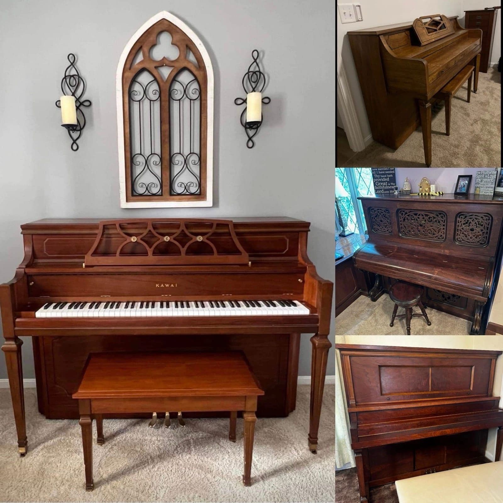 Upright pianos padded for transport